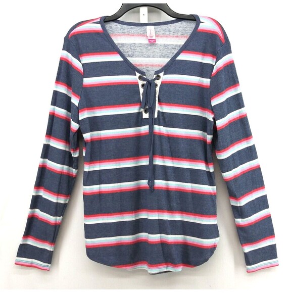 No Boundaries Shirt Womens Size XXL Gray Multicolor Striped Long Sleeve Top - Picture 1 of 6